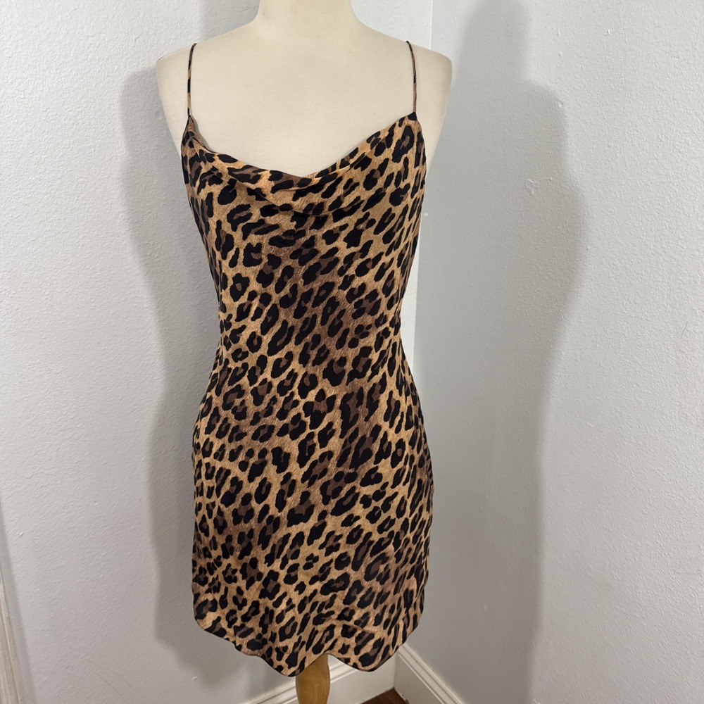 Alice + Olivia Leopard Print Slip Mini Dress - Tan & Black